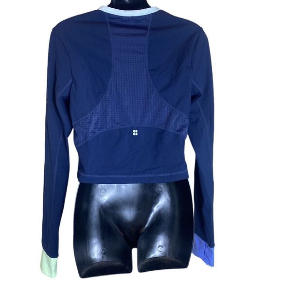 Sweaty Betty power half zip crop workout top long sleeved large colorblock - Picture 10 of 11